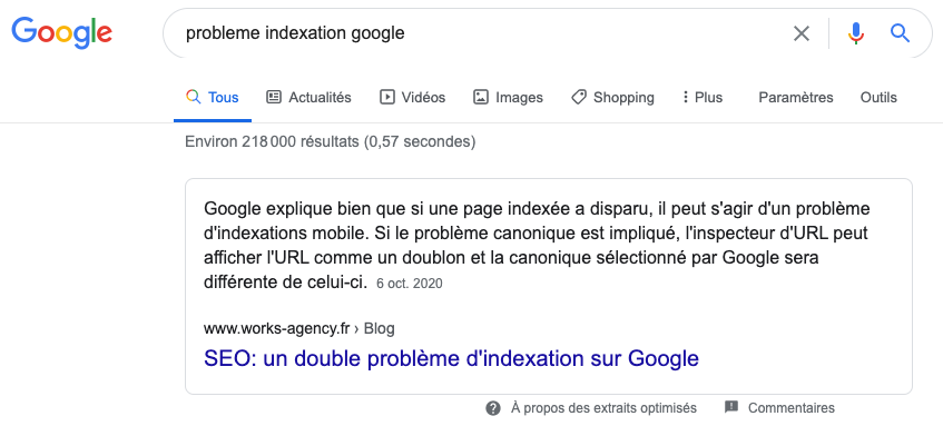 Optimisation de featured snippet sur un article SEO